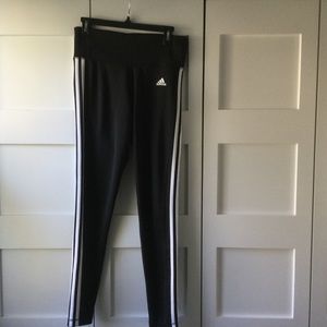 Adidas Climalite Black Classic 3 Stripe Leggings Size Medium